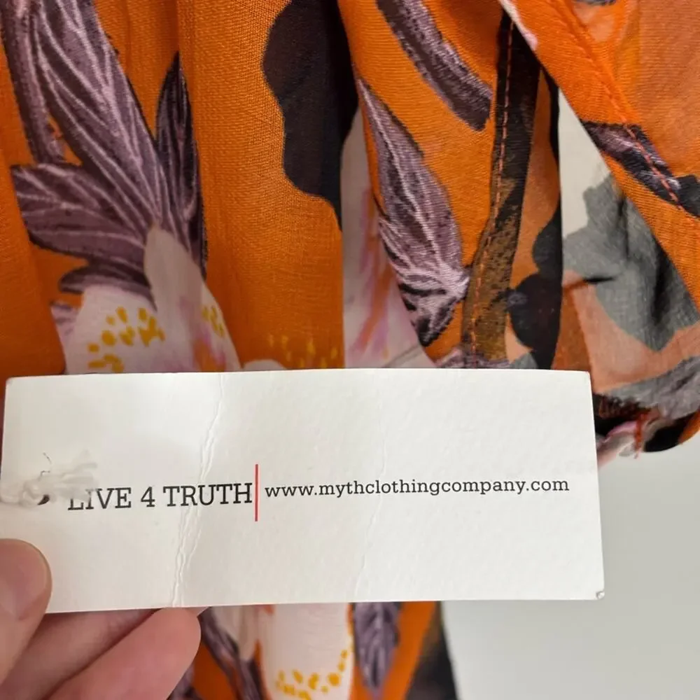 NEW Live 4 Truth Macro Floral Semi Sheer Lightweight Kimono Orange - Size 1X